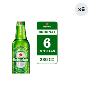 Pack 6 Cervezas Heineken 5.0° Botella 330cc