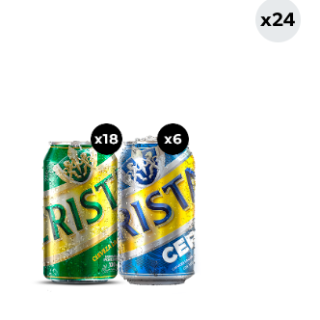 24x Pack Cerveza Cristal Mixto (18 con alcohol + 6 sin alcohol) Lata 350cc
