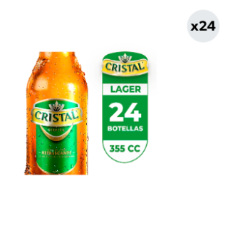 24x Cerveza Cristal 4.6° Botella 355cc