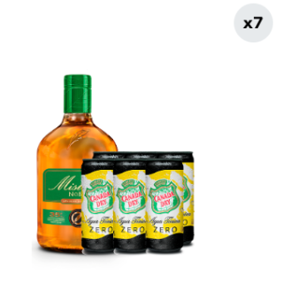 Pack Mistral Nobel Apple 35° 750cc + 6x Agua Tónica Canada Dry Zero Lata 310cc