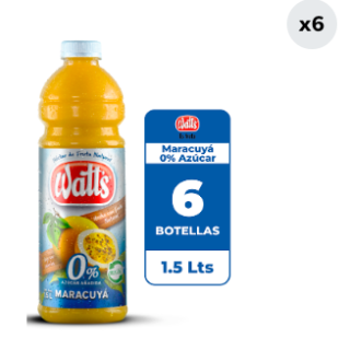 6x Néctar Watt's Maracuyá Sin Azúcar 1.5L