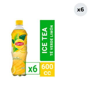 6x Ice Tea Lipton Té Verde Limón 600cc