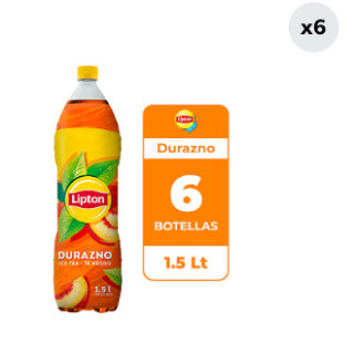 6x Ice Tea Lipton Té Negro Durazno 1.5L
