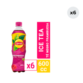 6x Ice Tea Lipton Té Negro Frambuesa 600cc
