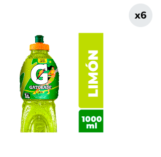 6x Bebida Isotónica Gatorade Limón 1L